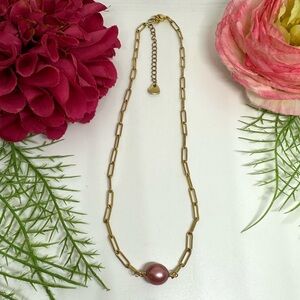 NEW⚜️Pink Freshwater Pearl Chain Necklace